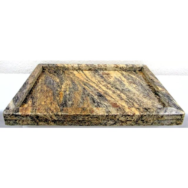 Contemporary Substantial Granite Magma Gold 18" X 13" Lipped Tabletop Serving Tray For Sale - Image 3 of 9