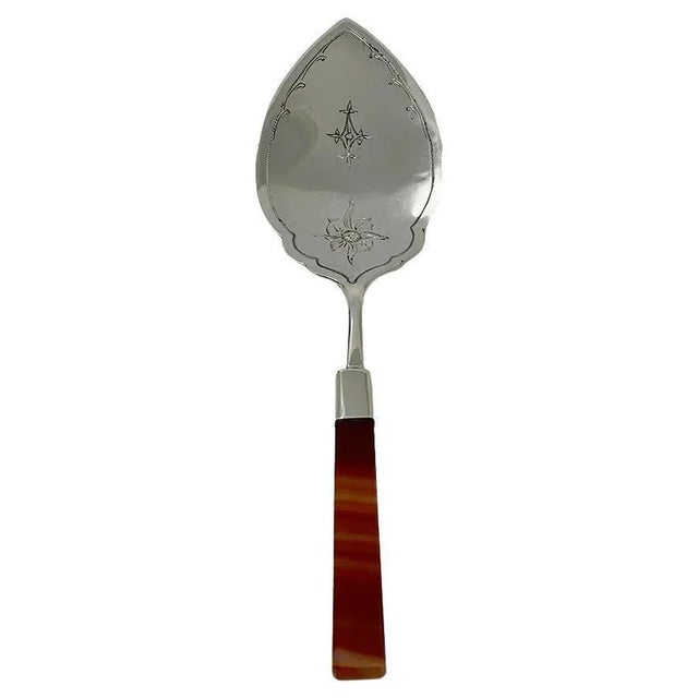 Dutch Silver with Agate Serving Spoon by C.F. Wewer, 1981 For Sale - Image 9 of 9