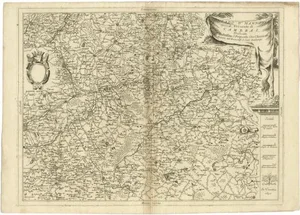 Antique Map of Western Belgium and Eastern France by Coronelli, 1690