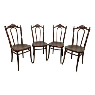Bentwood Dining Room Chairs from Thonet, 1920s, Set of 4 For Sale