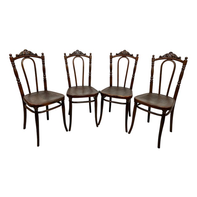 Bentwood Dining Room Chairs from Thonet, 1920s, Set of 4 For Sale