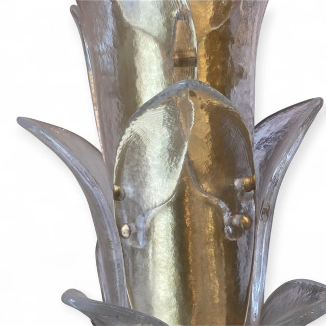 Clear Murano Glass Palm Floor Lamp, 1980s For Sale - Image 6 of 7