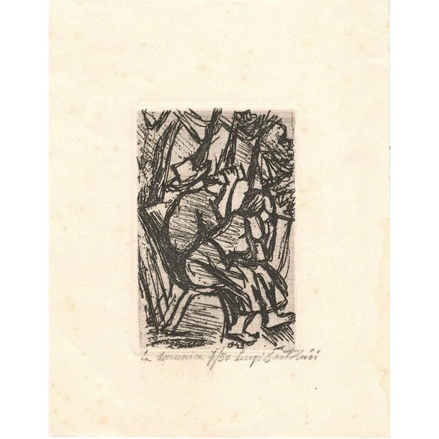 La Domenica - Original Etching by Luigi Bartolini - 1943 1943 For Sale