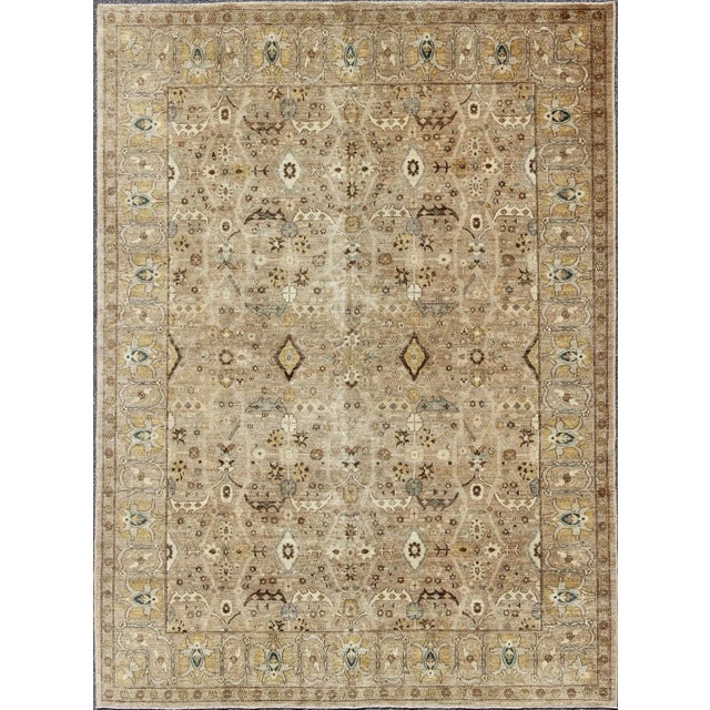 Modern Tabriz Design Rug in Camel Background by Keivan Woven Arts For Sale - Image 10 of 10