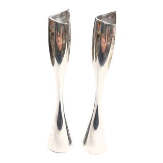 Vintage Nombe Smith Celentano Pewter Candle Holders Set/2 For Sale