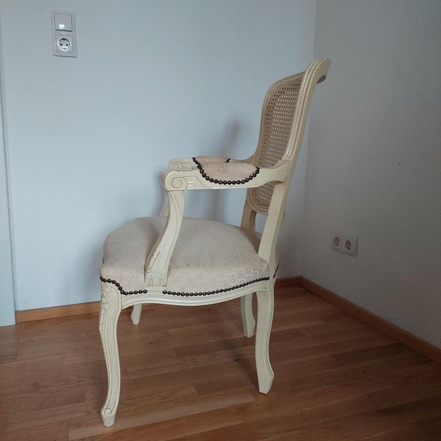 French Rococo Wooden Armchair For Sale - Image 4 of 12