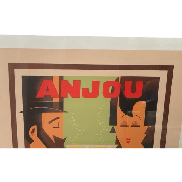 Vintage Amoro “Anjou Vins Mousseux” French Art Deco Lithographic Advertising Poster France C. 1932 For Sale - Image 9 of 10