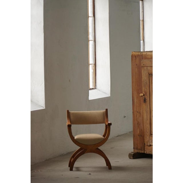 Mid-Century Modern Kurul Armchair in Oak and Hessian by Henning Kjærnulf, 1960s For Sale - Image 15 of 18