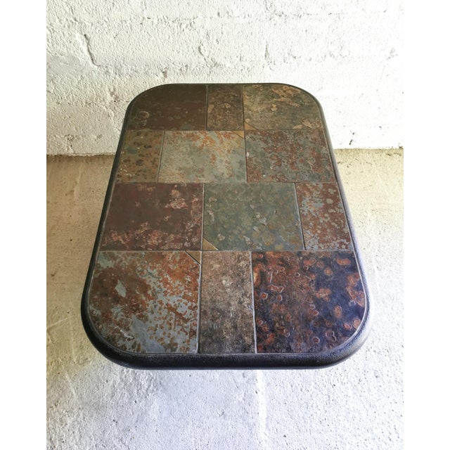 Brutalist Stone and Brass Coffee Table attributed to Paul Kingma, 1970s For Sale - Image 11 of 16