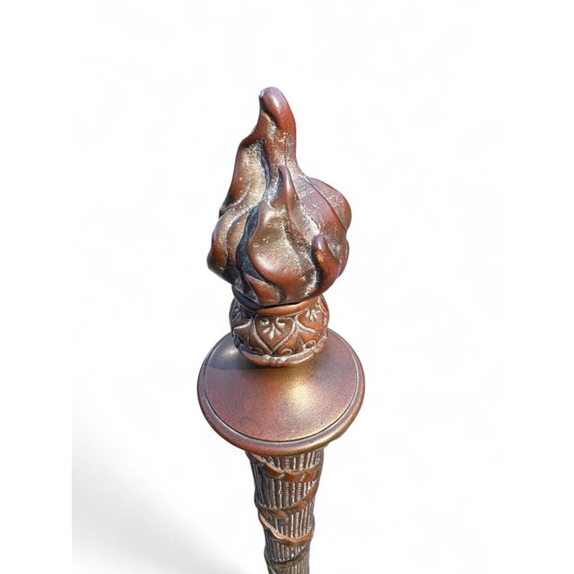 Andirons Louis XVI Style Flame Torch Antique Brass a Pair For Sale - Image 10 of 12