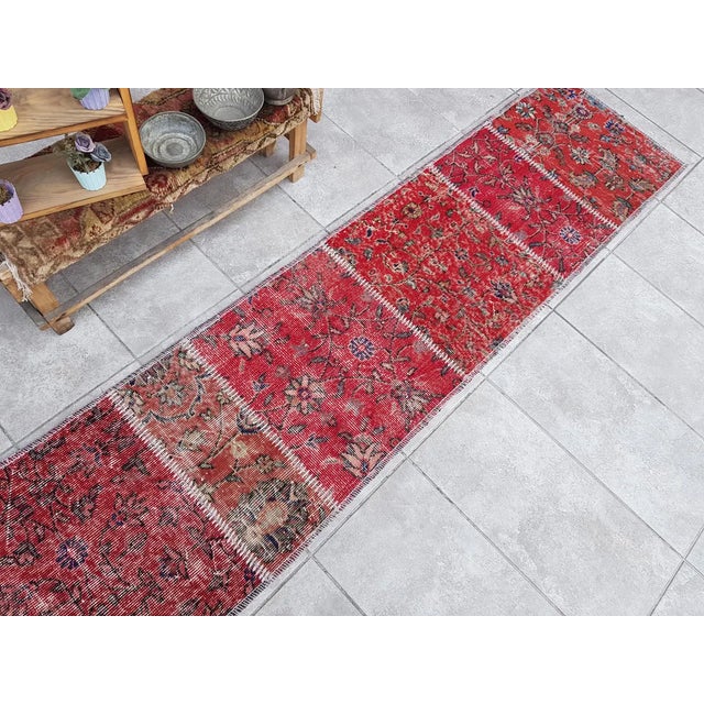 Red 1960s Anatolian Bohemian Oushak Runner For Sale - Image 8 of 10