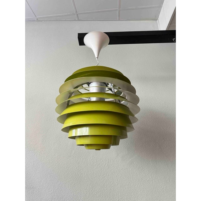 1960s Danish Olive Green PH Louvre Pendant Light by Poul Henningsen for Louis Poulsen, 1960s For Sale - Image 5 of 18