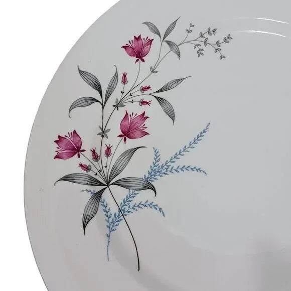 Ceramic 1950s Royal Monarch China Dinner Plate Fern Valley Holland Platinum Replacement MCM For Sale - Image 7 of 15