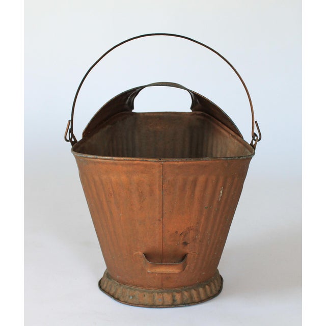 Farmhouse Antique Copper Tone Metal Coal Scuttle Bucket For Sale - Image 3 of 10
