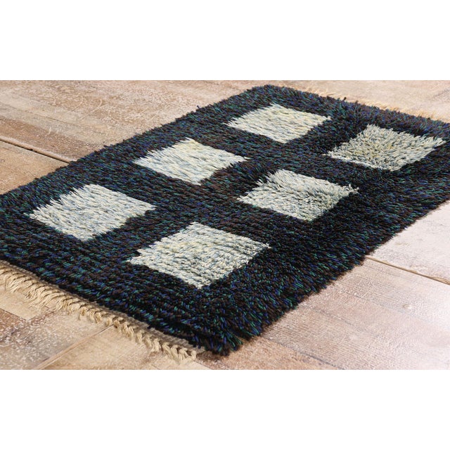 Blue Vintage Swedish Rya Rug, 01'11 X 03'00 For Sale - Image 8 of 10