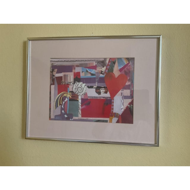 Late 20th Century Abstract Collage Art Print in Silver Frame and Signed by Artist For Sale - Image 5 of 8