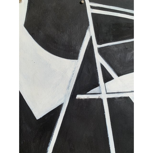 Black 1980s "Black and White Lounger" Large Acrylic Painting For Sale - Image 8 of 12