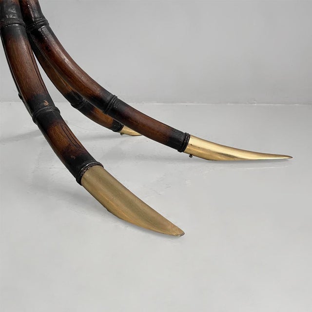 Italian Modern Oval Table in Bamboo, Brass and Glass, 1980s For Sale - Image 14 of 16