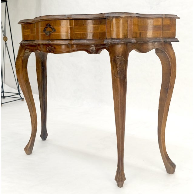 Brown Italian One Drawer Thick Burl Olive Wood Veneers Patches Console Table MINT For Sale - Image 8 of 18