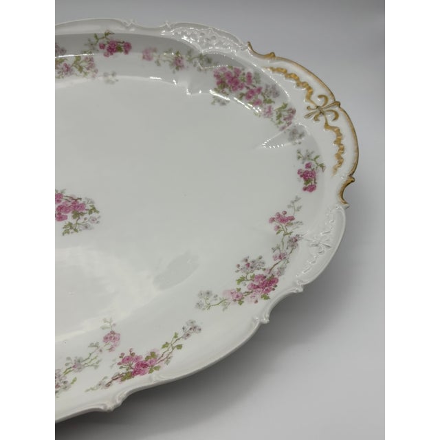 Charles Fields Haviland Early 20th Century Limoges Ch Field Haviland Porcelain Platter Fleur De Lis Gilt Handpainted Floral For Sale - Image 4 of 15