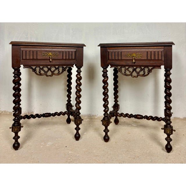 1930s Spanish Barley Twist Nightstands, 1930s, Set of 2 For Sale - Image 5 of 15