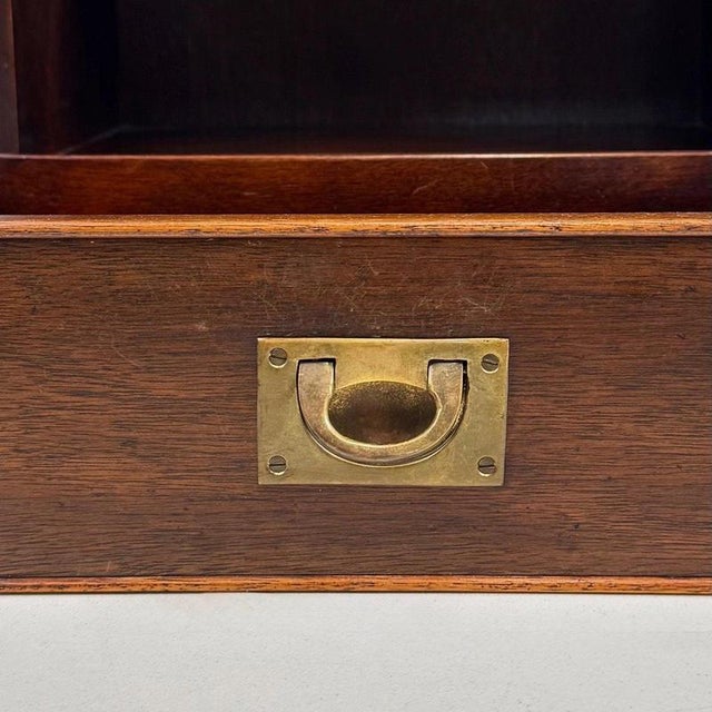 Early 20th Century Antique Campaign Style Mahogany Bookcase Cupboard For Sale - Image 12 of 14