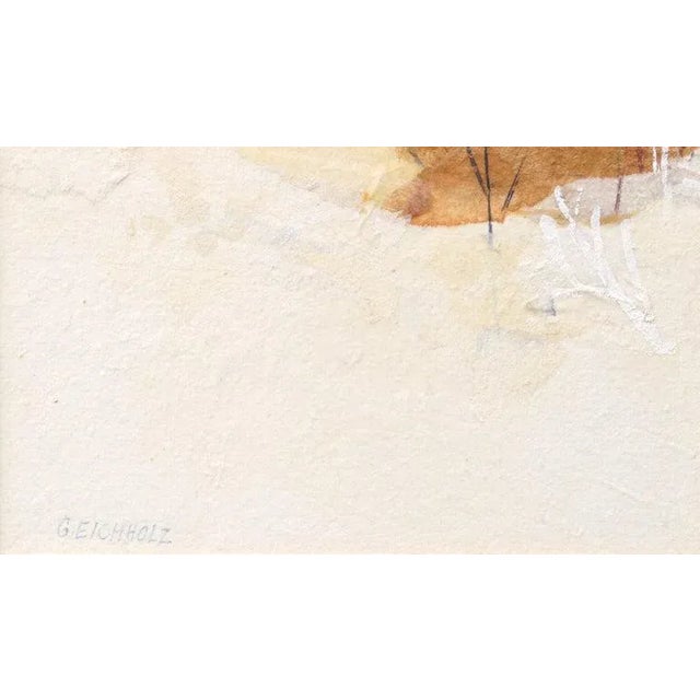 Mixed media composition of a town on the edge of a lake by Grace Eichholz (American, b. 1927). Signed "G. EICHHOLZ" in the...