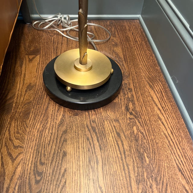 Hollywood Regency Wildwood Brantley Brass Faux Bamboo Floor Lamp For Sale - Image 3 of 5