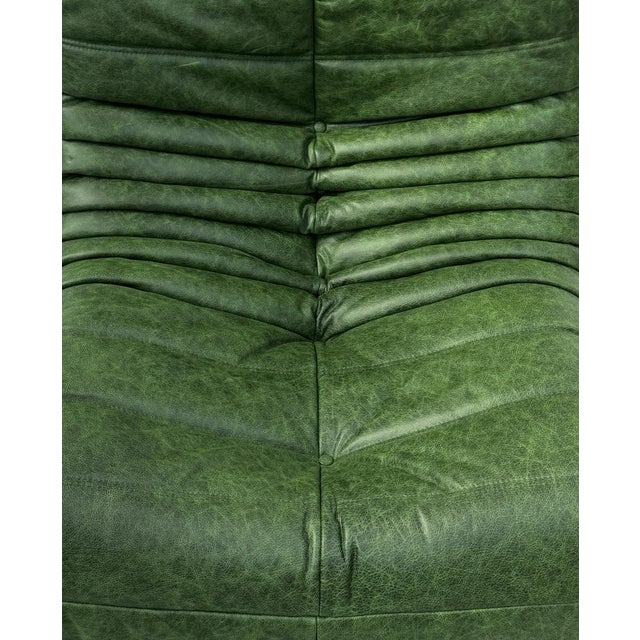 Togo Lounge Chairs in Forest Green Leather by Michel Ducaroy for Ligne Roset, Set of 2 For Sale - Image 7 of 12