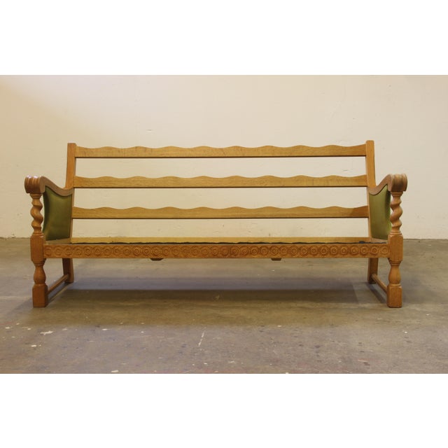 Wood Low Back Three-Seater Sofa in Oak by Henning Kjærnulf, 1960s For Sale - Image 7 of 14