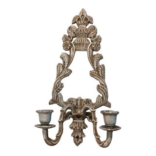 Cast Iron Wall Sconce With 2 Arms For Sale