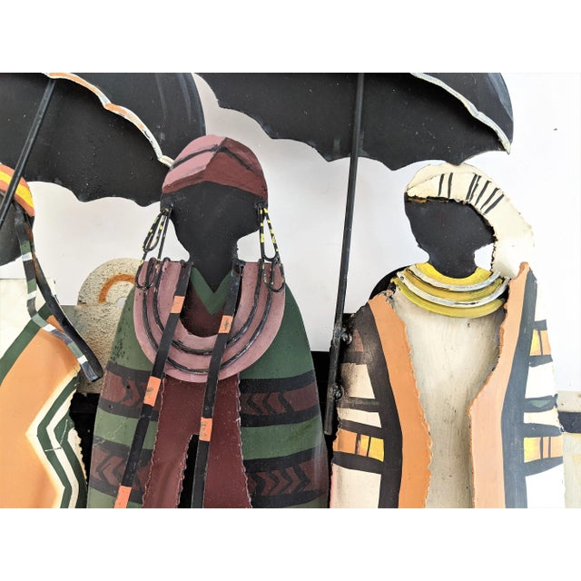 Black C. Jere Signed 1996 Village Women Wall Sculpture For Sale - Image 8 of 13