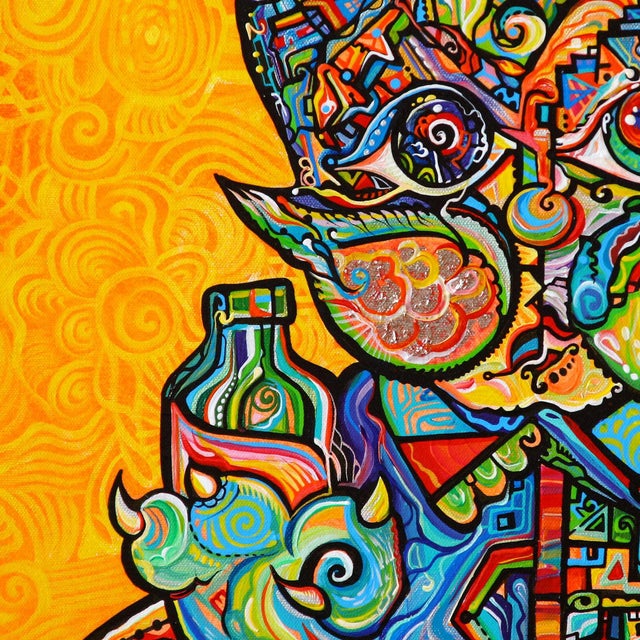 This is a one of a kind original abstract cubist acrylic painting on canvas by San Diego artist, Alexander Arshansky. Its...