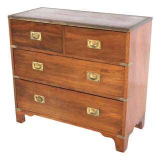 English Mahogany Campaign Chest With Brass Hardware For Sale