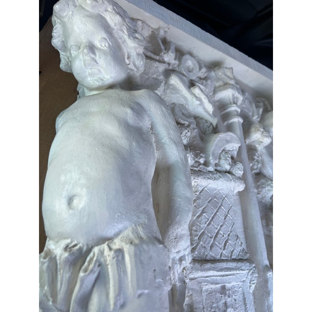 White Mid 20th Century Neoclassical Cherub Frieze Sculpture White For Sale - Image 8 of 10