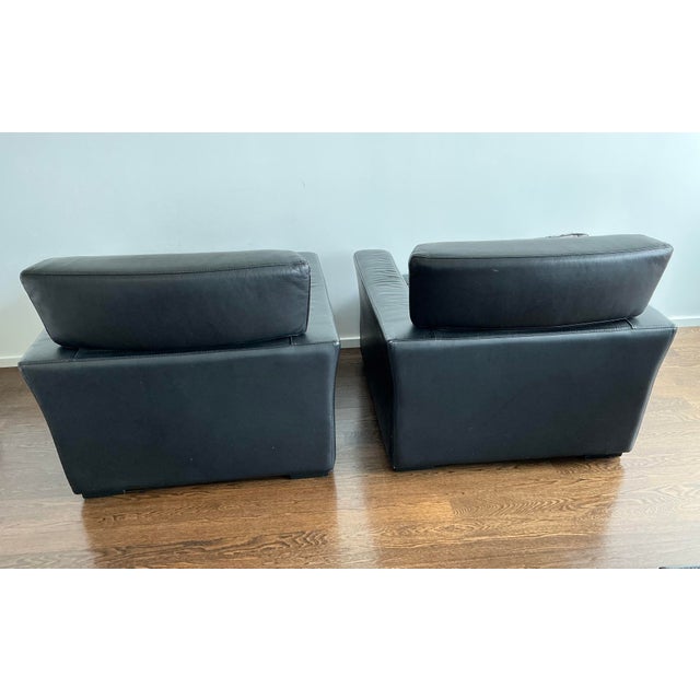 Iconic French Leather Seating by Roche Bobois — Circa early 2000’s Timeless black leather living room set consisting of...