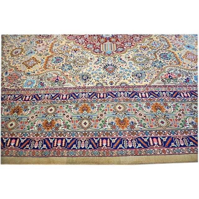 Antique Persian Tabriz 10x13 Tan, Taupe, & Gold Handmade Area Rug #1143243 For Sale - Image 10 of 12