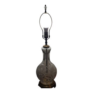 Vintage Wildwood Cut Crystal Wheat & Brass Table Lamp, Circa 1970s For Sale