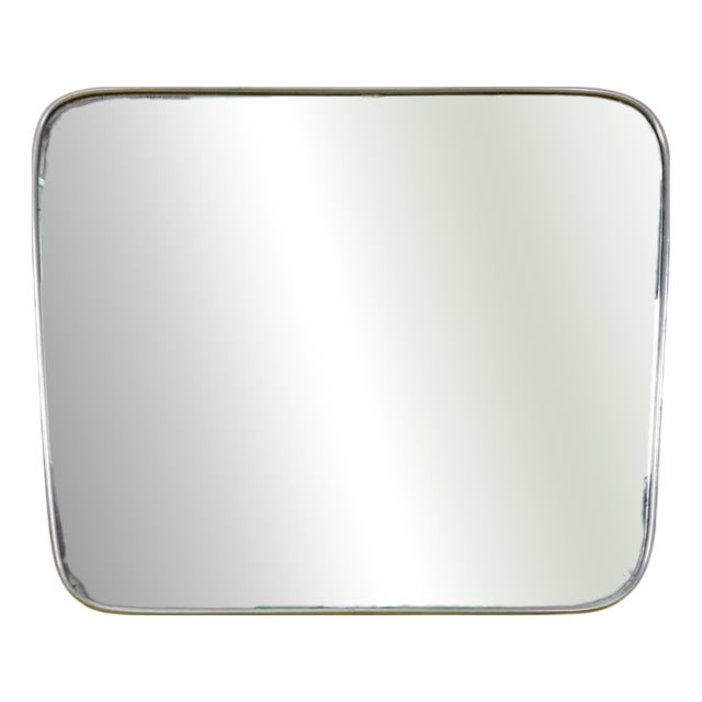 Wooden Mirror with Aluminum Edge, 1940s For Sale