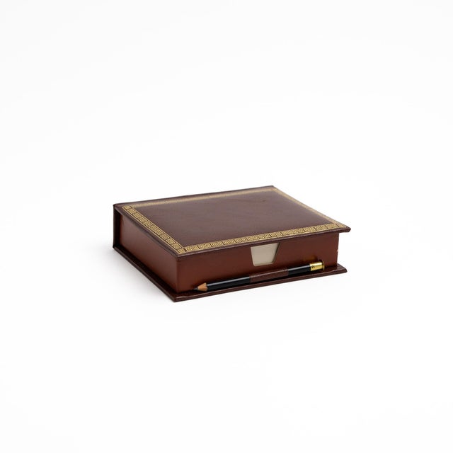 Vintage Brown Leather Desk Accessory Set - 4 Pieces For Sale - Image 11 of 13