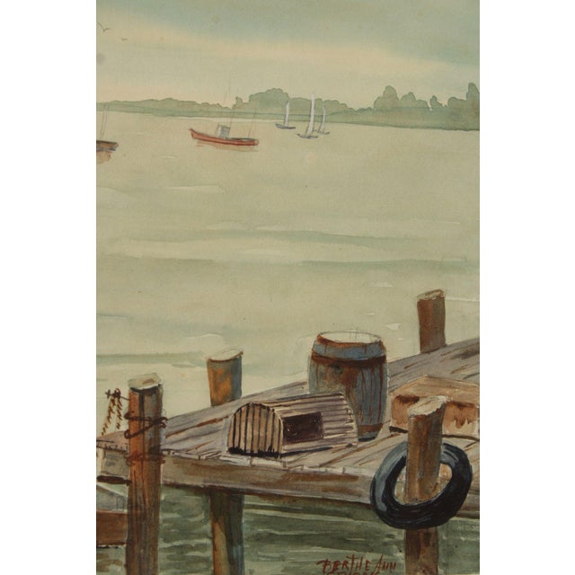 Bertha Ann Stupak Watercolor Painting, Boats in Harbor For Sale - Image 12 of 12