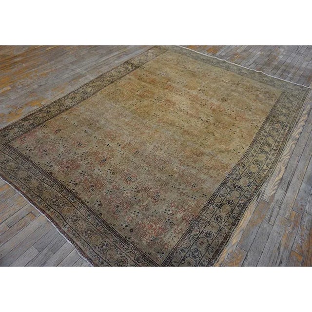 Traditional Delicate Ivory Background & Gray Color With Allover-Geometric Design Antique Persian Tabriz Rug For Sale - Image 3 of 12
