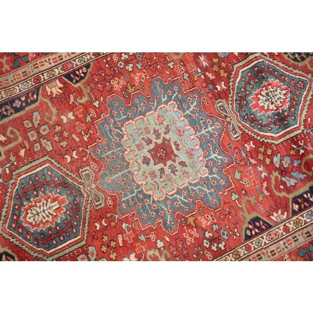 Antique Zabihi Collection Persian Serapi Foyer Size Rug - 4'9" x 6'10" For Sale - Image 9 of 12