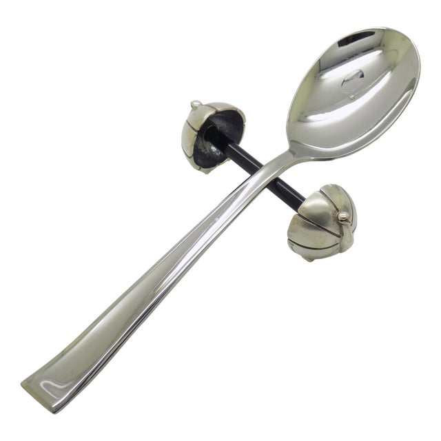 Vintage Italian Sterling Silver 925 and Glass Spoon Rest with Peacocks by Ottaviani, 1980s For Sale