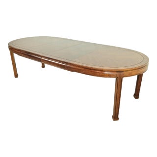 Thomasville Mid-Century Hollywood Regency Chinoiserie Walnut Extension Dining Table, Circa 1970s For Sale