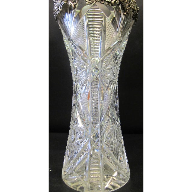 1920s American Brilliant Cut Crystal & Sterling Vase For Sale - Image 9 of 10
