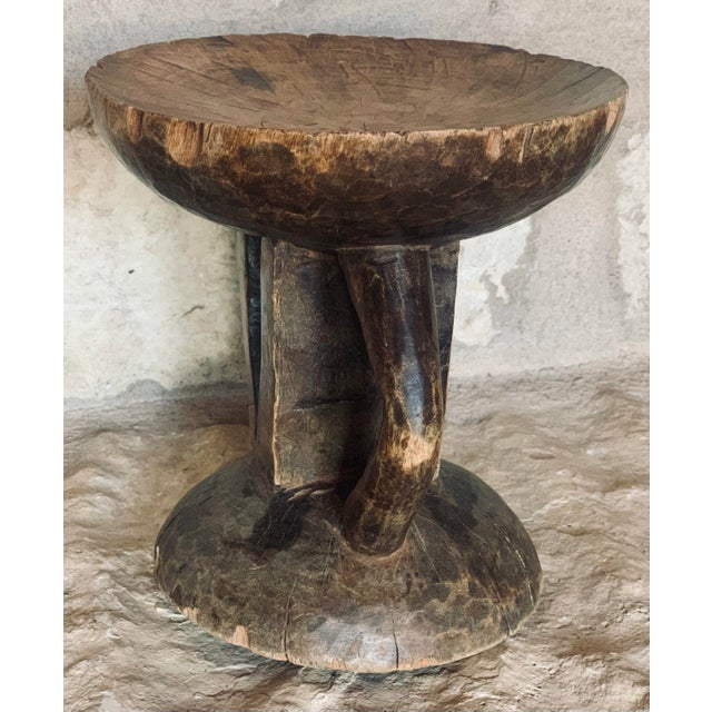 Vintage African Ceremonial Tribal Art Dogon Wood Stool With a Rich Brown Patina For Sale - Image 9 of 12