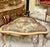 French Rococo Sky Blue Settee – Gold Leaf Frame, Ornate Cherub Top, Damask Upholstery For Sale - Image 4 of 4
