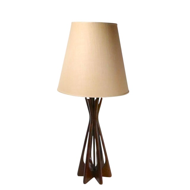 Mid-Century Modern Pair of Sculptural Wood Mid Century Danish Modern Style Table Lamps Attributed to Modeline For Sale - Image 3 of 12