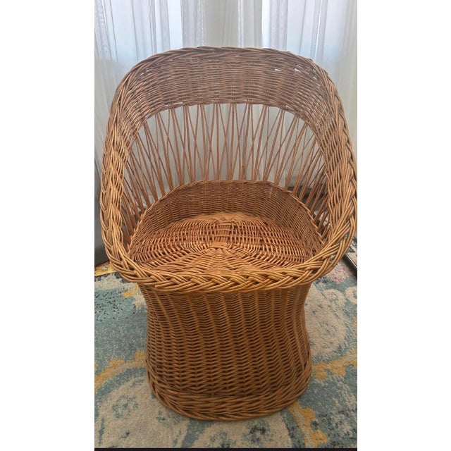1970s 1970s Sculptural Wicker Barrel Chairs - Pair Vintage For Sale - Image 5 of 12